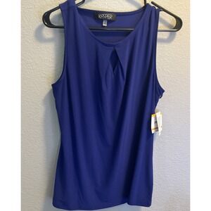 Kasper Women's Keyhole Pleated Front Sleeveless Cami Top - Regal Purple- SZ S